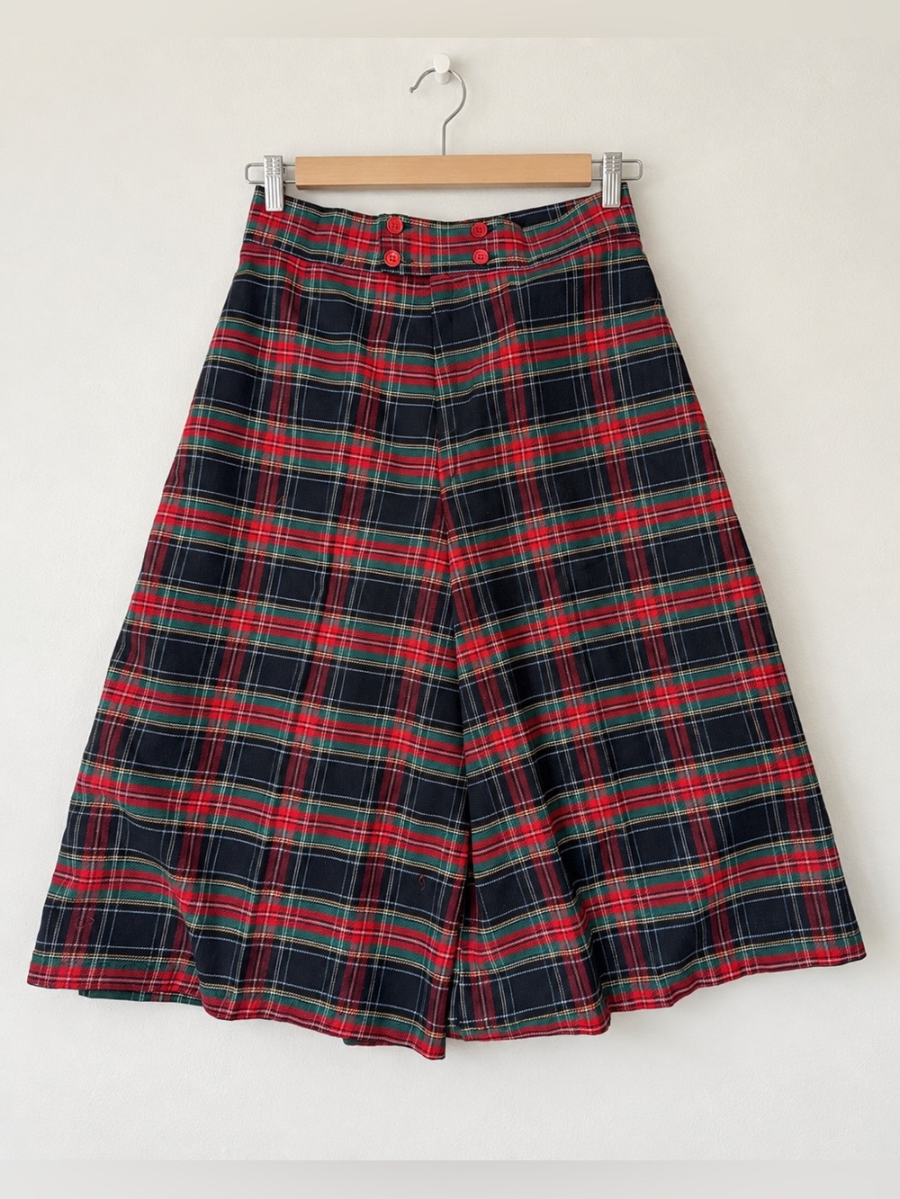 Vintage Katy Did Plaid Gaucho Pants Women’s M Tartan Wide Leg Culottes USA